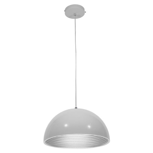 GloboStar® CHIME 01030 Μοντέρνο Κρεμαστό Φωτιστικό Οροφής Μονόφωτο Λευκό Μεταλλικό Καμπάνα Φ30 x Y15cm