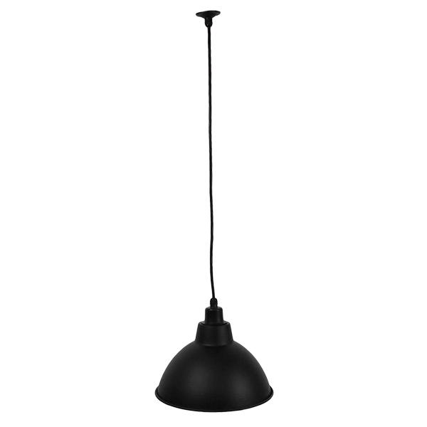 GloboStar® LOUVE 01176 Vintage Industrial Κρεμαστό Φωτιστικό Οροφής Μονόφωτο Μαύρο Μεταλλικό Καμπάνα Φ39 x Y32cm