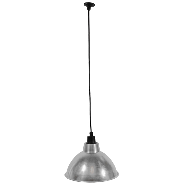 GloboStar® LOUVE 01178 Vintage Industrial Κρεμαστό Φωτιστικό Οροφής Μονόφωτο Ασημί Μεταλλικό Καμπάνα Φ39 x Y32cm