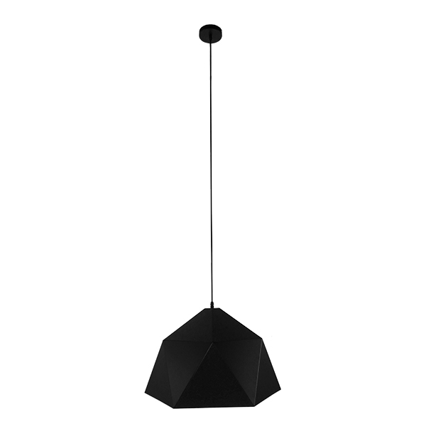 GloboStar® HEXAGON 01195 Μοντέρνο Κρεμαστό Φωτιστικό Οροφής Μονόφωτο Μαύρο - Χρυσό Μεταλλικό Καμπάνα Φ46 x Y25cm