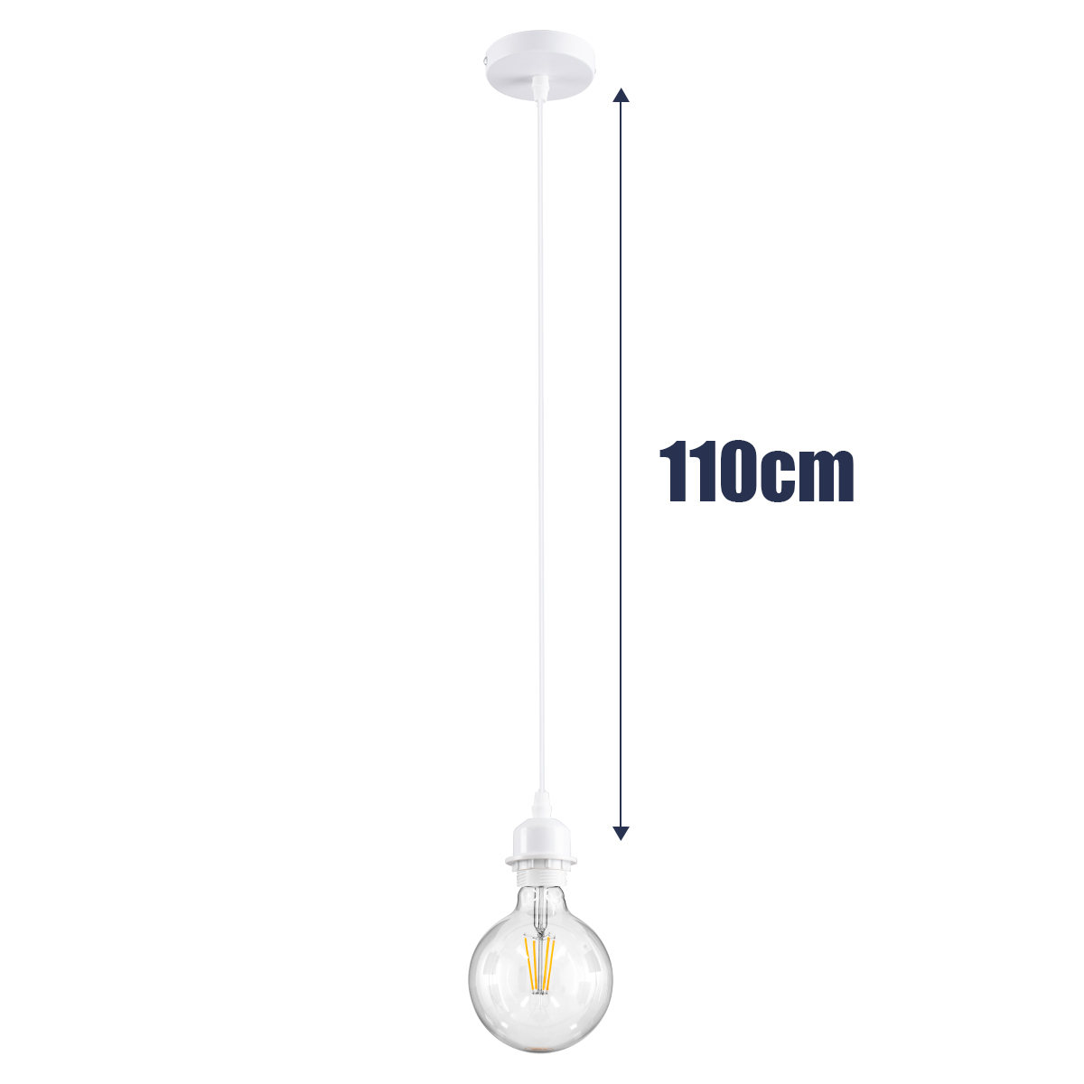 GloboStar®-36217-HANNA-Μοντέρνο-Κρεμαστό-Φωτιστικό-Οροφής-Ανάρτηση-με-Λευκό-Ντουί-1-x-E27-για-Τοποθέτηση-Καπέλων-Φωτιστικών-Μονόφωτο-Λευκό-Φ4-x-Y110cm-2