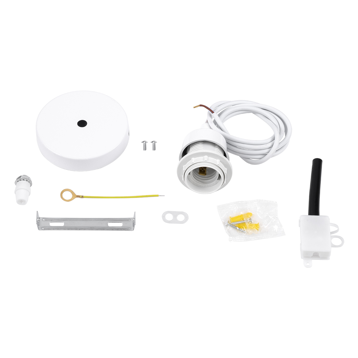 GloboStar®-36217-HANNA-Μοντέρνο-Κρεμαστό-Φωτιστικό-Οροφής-Ανάρτηση-με-Λευκό-Ντουί-1-x-E27-για-Τοποθέτηση-Καπέλων-Φωτιστικών-Μονόφωτο-Λευκό-Φ4-x-Y110cm-4