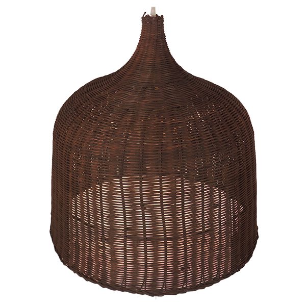 GloboStar®-BAHAMAS-01369-Vintage-Κρεμαστό-Φωτιστικό-Οροφής-Μονόφωτο-1-x-E27-Καφέ-Σκούρο-Ξύλινο-Ψάθινο-Bamboo-Φ60-x-Υ60cm-2