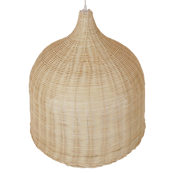 GloboStar®-BAHAMAS-01370-Vintage-Κρεμαστό-Φωτιστικό-Οροφής-Μονόφωτο-1-x-E27-Μπεζ-Ξύλινο-Ψάθινο-Bamboo-Φ60-x-Υ60cm-2