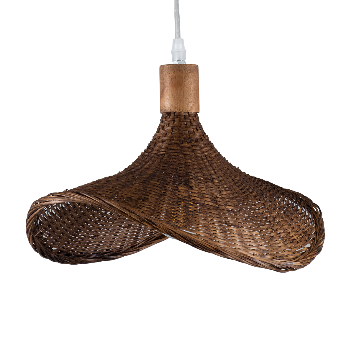 GloboStar®-CUBA-01716-Vintage-Κρεμαστό-Φωτιστικό-Οροφής-Μονόφωτο-1-x-E27-Καφέ-Ξύλινο-Bamboo-Φ33-x-Y25cm-4