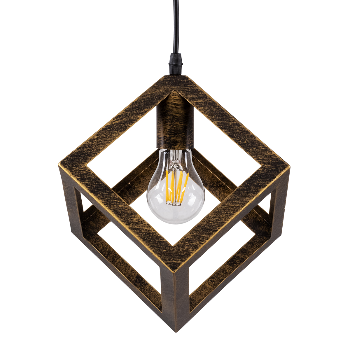 GloboStar®-CUBE-00803-Μοντέρνο-Κρεμαστό-Φωτιστικό-Οροφής-Μονόφωτο-1-x-E27-Χρυσό-Σκουριά-Μεταλλικό-Πλέγμα-Μ25-x-Π25-x-Υ25cm-4