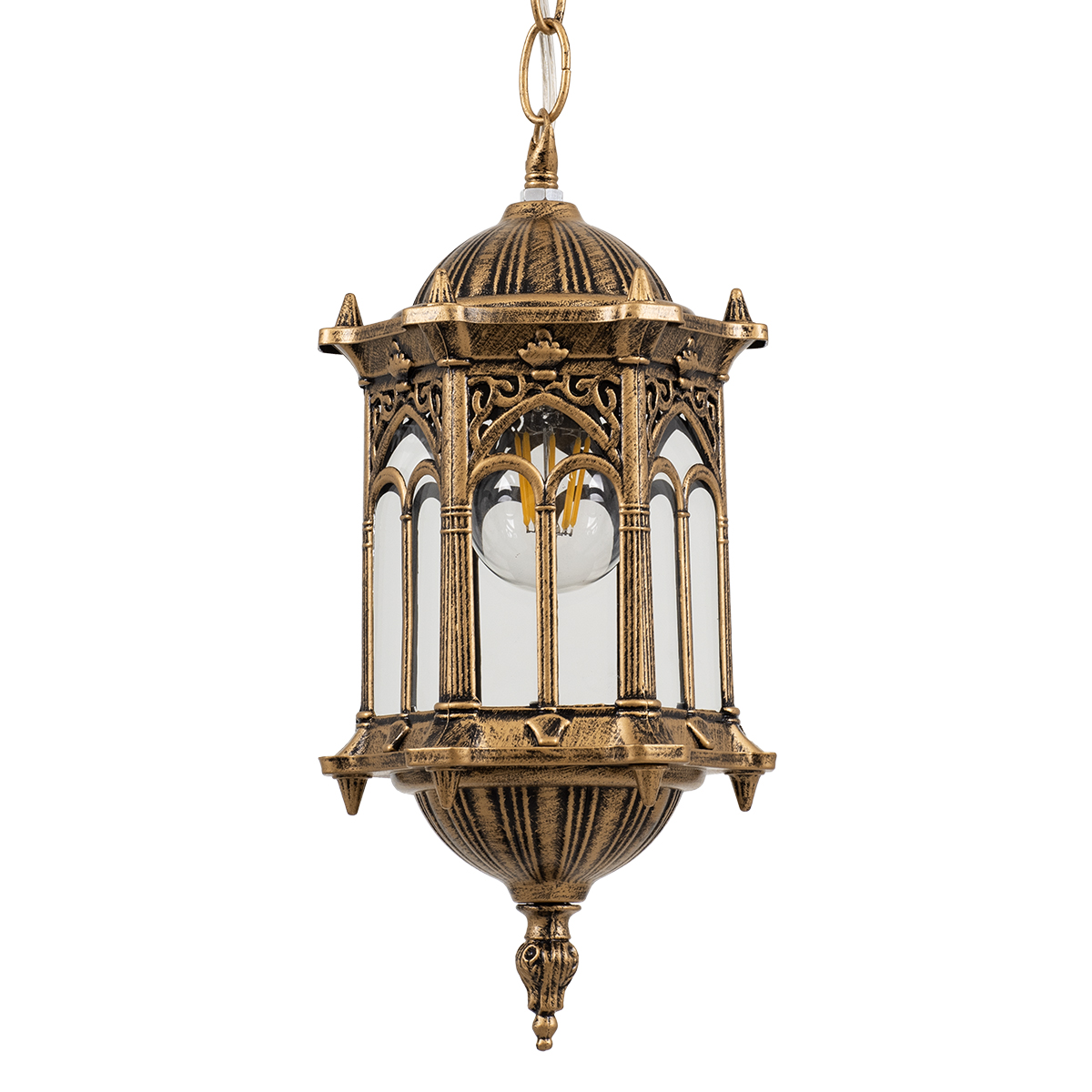 GloboStar®-DARCY-00656-Vintage-Κρεμαστό-Φωτιστικό-Οροφής-Μονόφωτο-1-x-E27-Μπρούτζινο-Μεταλλικό-Πλέγμα-Φ15.5-x-Y32.5cm-1