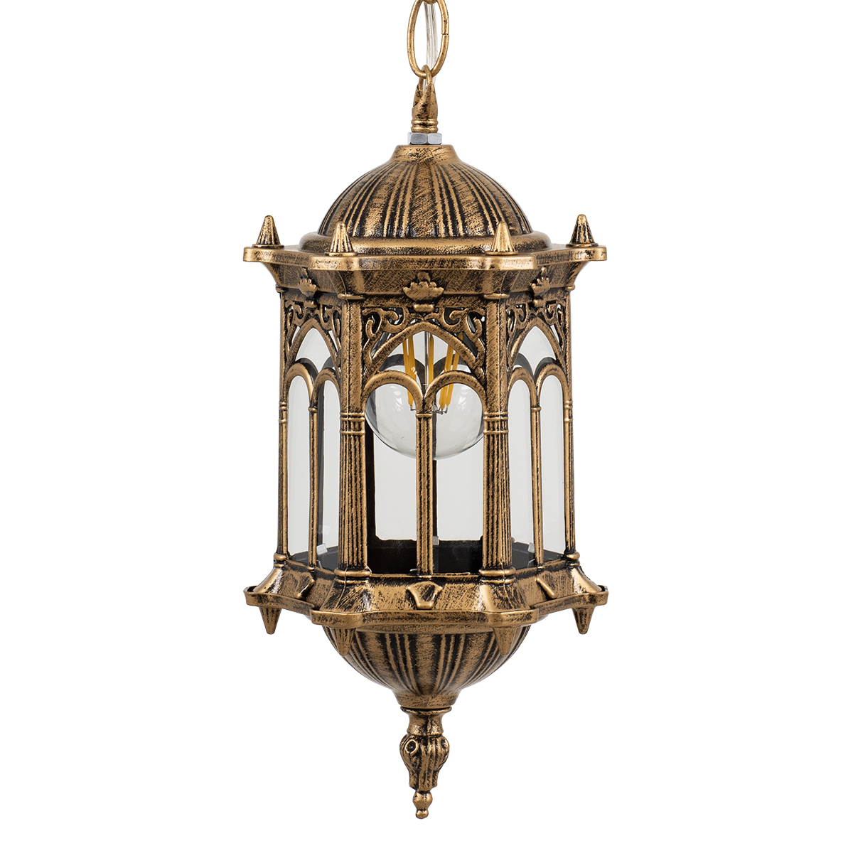 GloboStar®-DARCY-00656-Vintage-Κρεμαστό-Φωτιστικό-Οροφής-Μονόφωτο-1-x-E27-Μπρούτζινο-Μεταλλικό-Πλέγμα-Φ15.5-x-Y32.5cm-4