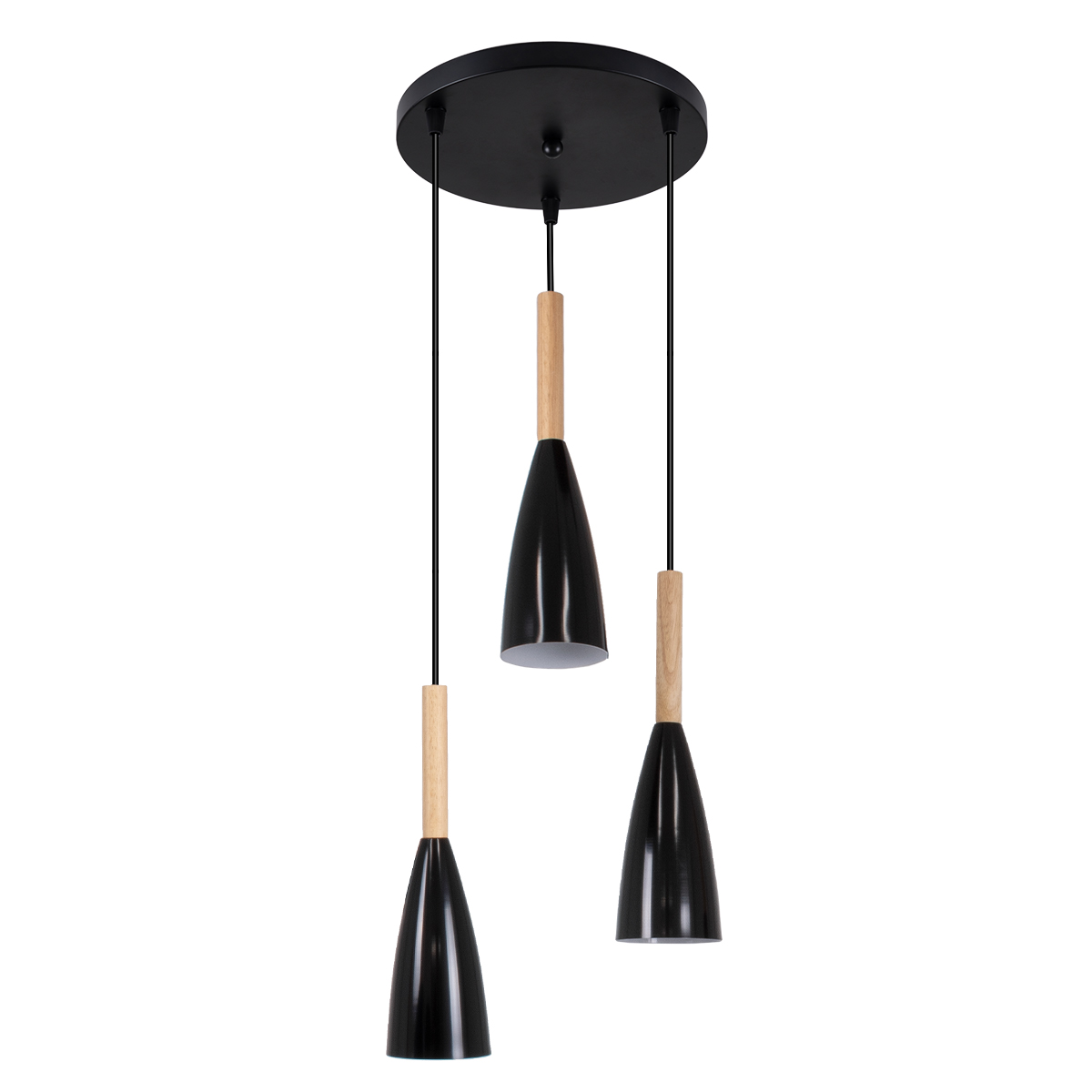 GloboStar®-DILLON-00626-Μοντέρνο-Κρεμαστό-Φωτιστικό-Οροφής-Τρίφωτο-3-x-E27-Μαύρο-Μεταλλικό-Καμπάνα-Φ26-x-Υ130cm-1