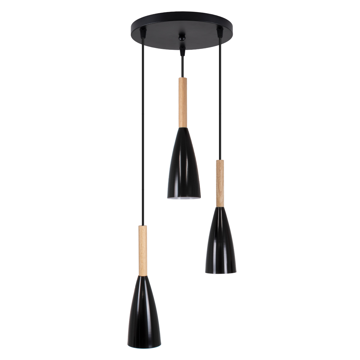 GloboStar®-DILLON-00626-Μοντέρνο-Κρεμαστό-Φωτιστικό-Οροφής-Τρίφωτο-3-x-E27-Μαύρο-Μεταλλικό-Καμπάνα-Φ26-x-Υ130cm-2