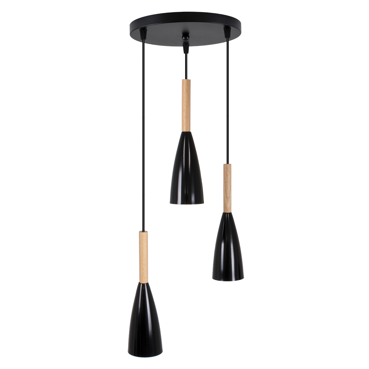 GloboStar®-DILLON-00626-Μοντέρνο-Κρεμαστό-Φωτιστικό-Οροφής-Τρίφωτο-3-x-E27-Μαύρο-Μεταλλικό-Καμπάνα-Φ26-x-Υ130cm-3