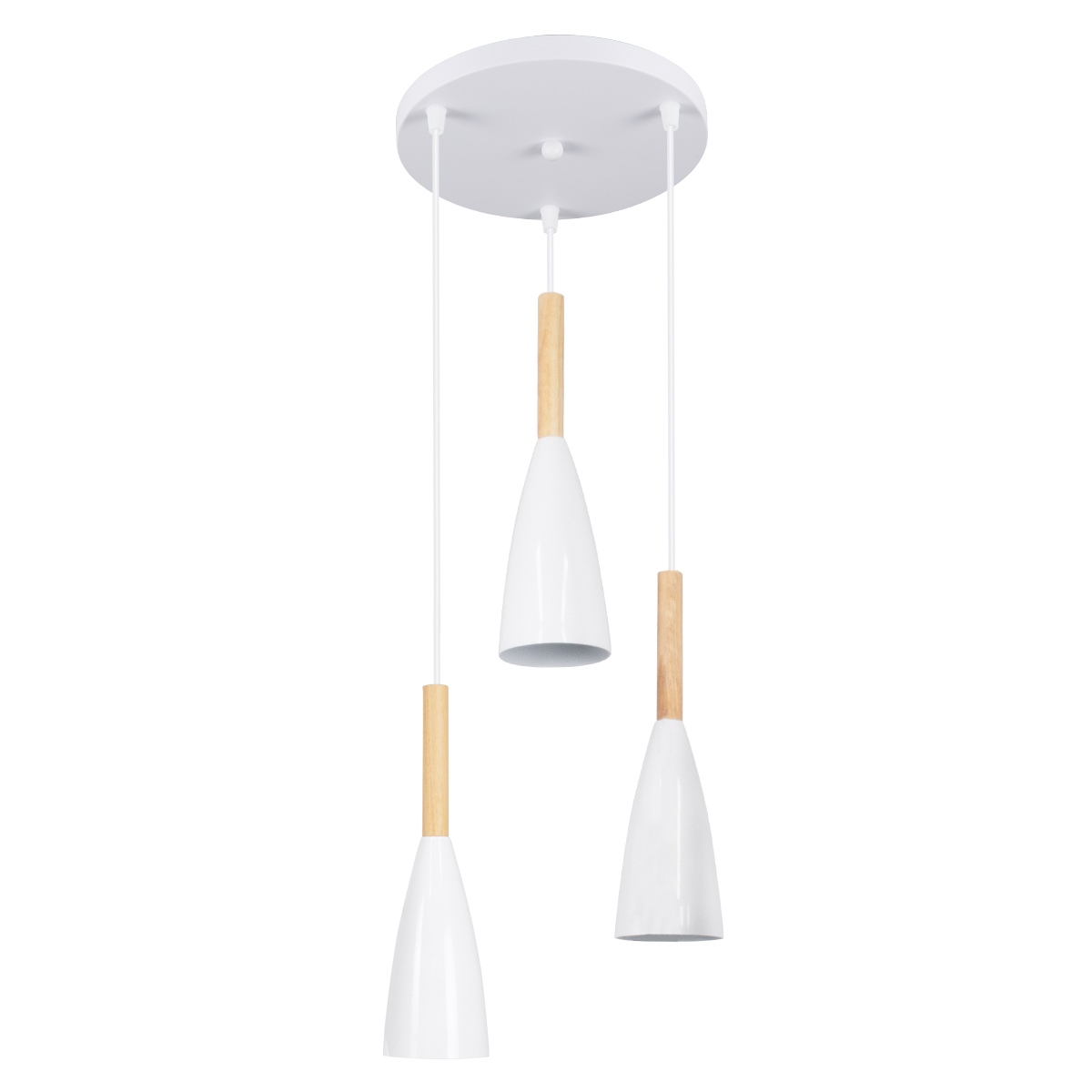 GloboStar®-DILLON-00627-Μοντέρνο-Κρεμαστό-Φωτιστικό-Οροφής-Τρίφωτο-3-x-E27-Λευκό-Μεταλλικό-Καμπάνα-Φ26-x-Υ130cm-1
