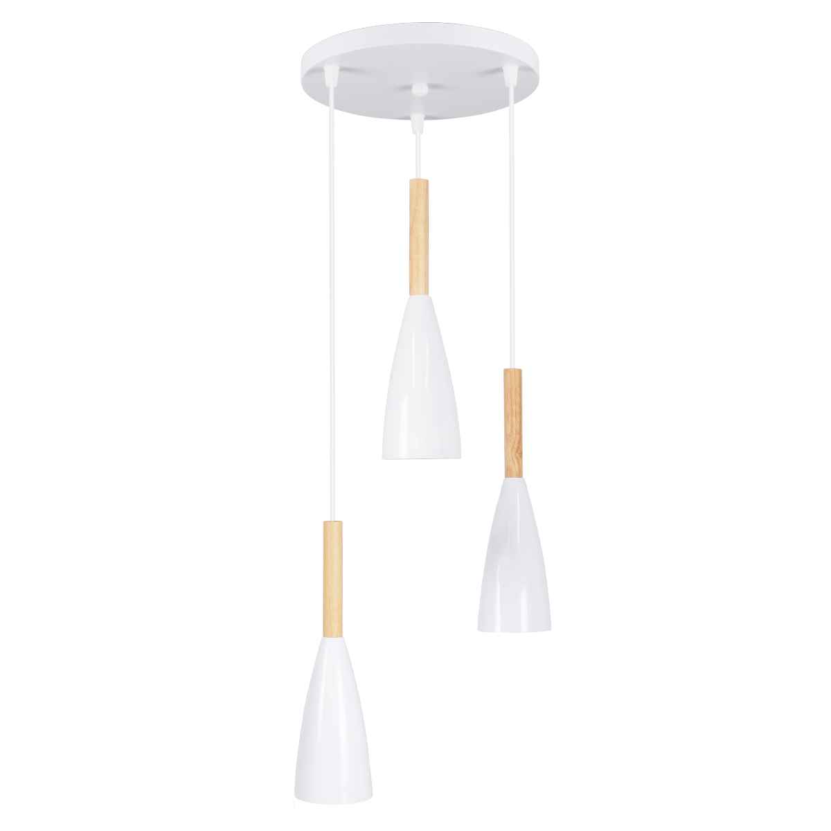 GloboStar®-DILLON-00627-Μοντέρνο-Κρεμαστό-Φωτιστικό-Οροφής-Τρίφωτο-3-x-E27-Λευκό-Μεταλλικό-Καμπάνα-Φ26-x-Υ130cm-2