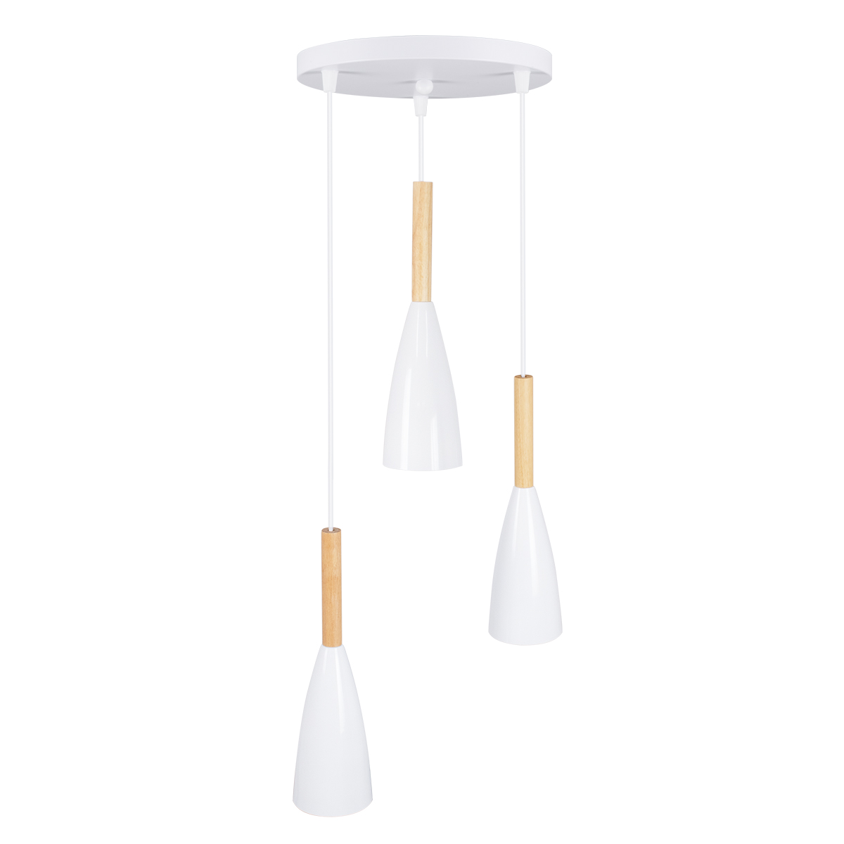 GloboStar®-DILLON-00627-Μοντέρνο-Κρεμαστό-Φωτιστικό-Οροφής-Τρίφωτο-3-x-E27-Λευκό-Μεταλλικό-Καμπάνα-Φ26-x-Υ130cm-3