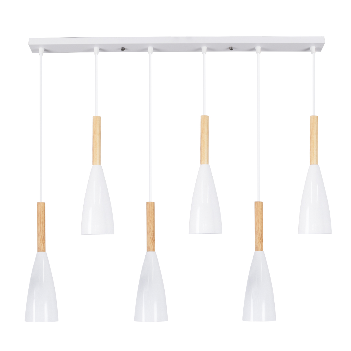 GloboStar®-DILLON-00633-Μοντέρνο-Κρεμαστό-Φωτιστικό-Οροφής-Πολύφωτο-6-x-E27-Λευκό-Μεταλλικό-Καμπάνα-Μ84-x-Π14-x-Υ130cm-2