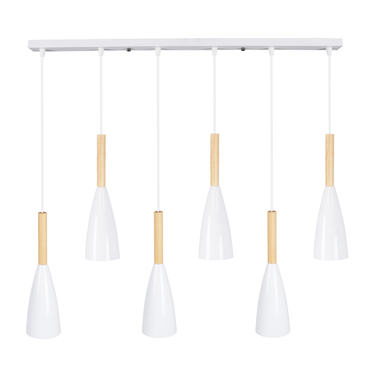 GloboStar®-DILLON-00633-Μοντέρνο-Κρεμαστό-Φωτιστικό-Οροφής-Πολύφωτο-6-x-E27-Λευκό-Μεταλλικό-Καμπάνα-Μ84-x-Π14-x-Υ130cm-3