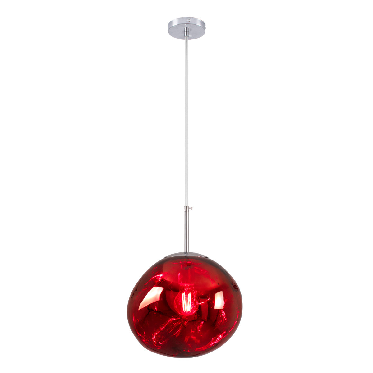 GloboStar®-DIXAR-00762-Μοντέρνο-Κρεμαστό-Φωτιστικό-Οροφής-Μονόφωτο-1-x-E27-Γυάλινο-Κόκκινο-Φ28-x-Υ40cm-2