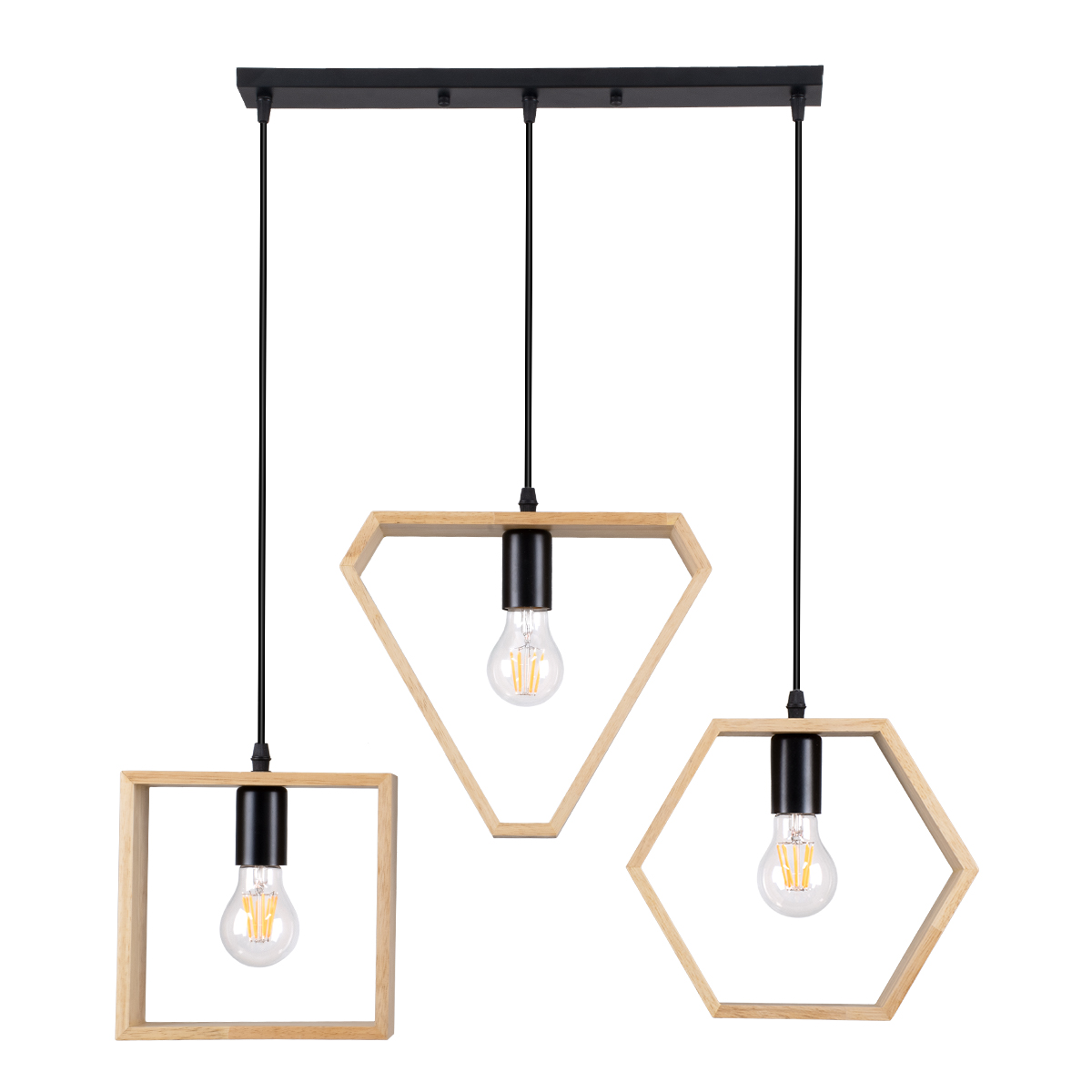 GloboStar®-ELISE-00682-Μοντέρνο-Κρεμαστό-Φωτιστικό-Οροφής-Τρίφωτο-3-x-E27-Μπεζ-Μεταλλικό-Ξύλινο-Δρυς-Ράγα-Μ76-x-Π8-x-Υ130cm-2
