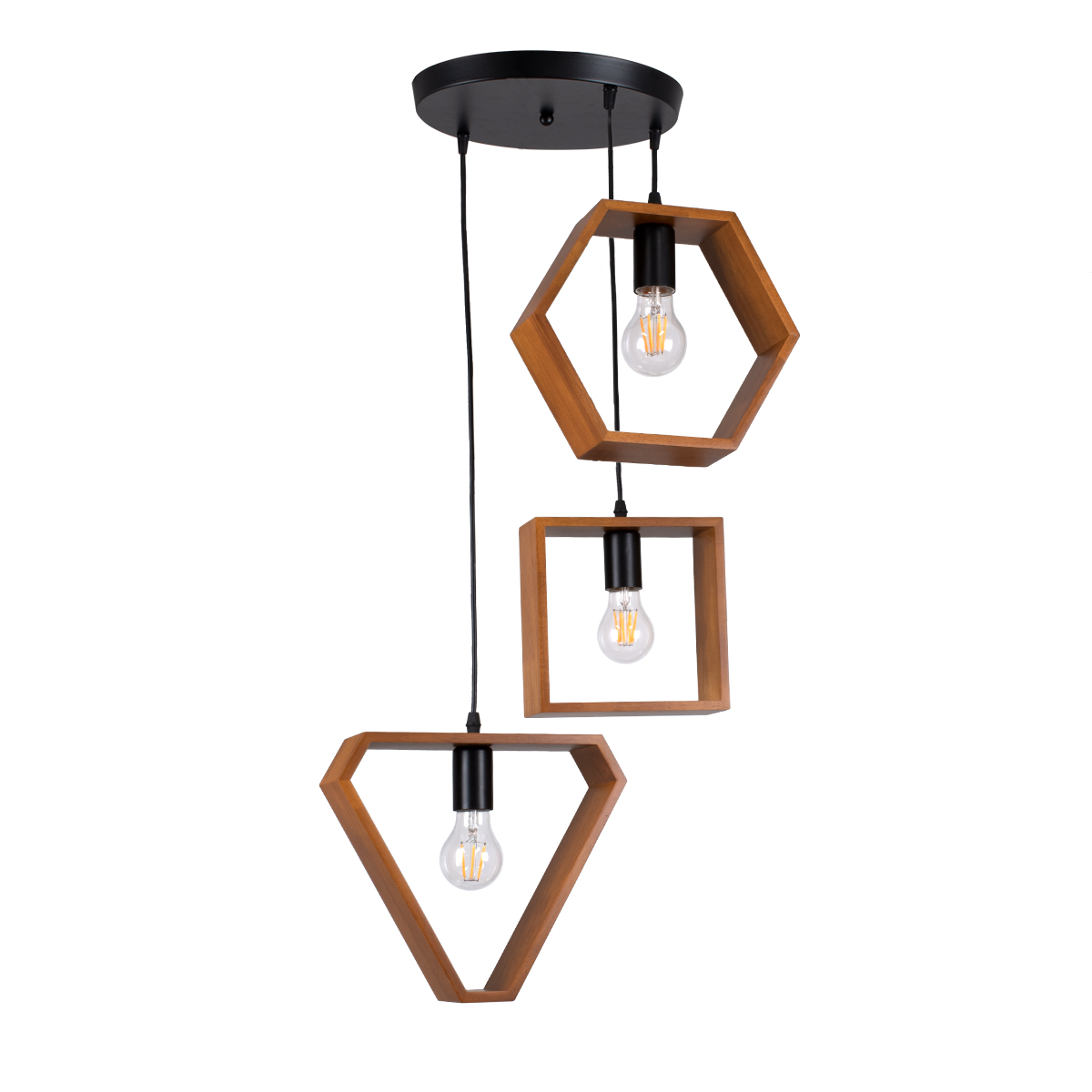 GloboStar®-ELISE-00685-Μοντέρνο-Κρεμαστό-Φωτιστικό-Οροφής-Τρίφωτο-3-x-E27-Σκούρο-Καφέ-Μεταλλικό-Ξύλινο-Δρυς-Ράγα-Φ55-x-Υ130cm-2