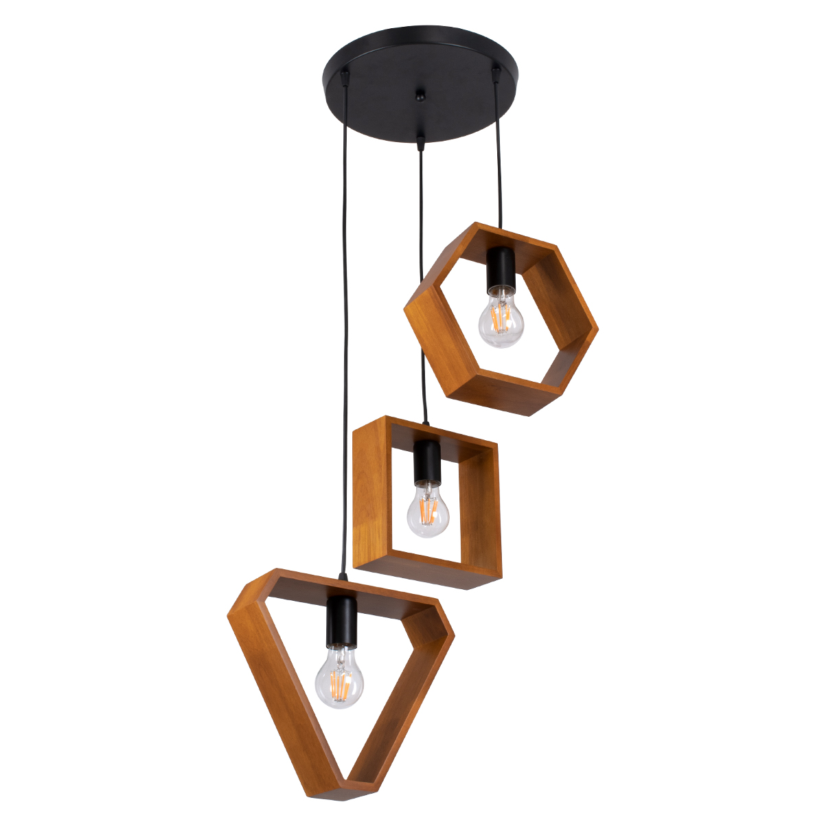 GloboStar®-ELISE-00685-Μοντέρνο-Κρεμαστό-Φωτιστικό-Οροφής-Τρίφωτο-3-x-E27-Σκούρο-Καφέ-Μεταλλικό-Ξύλινο-Δρυς-Ράγα-Φ55-x-Υ130cm-3