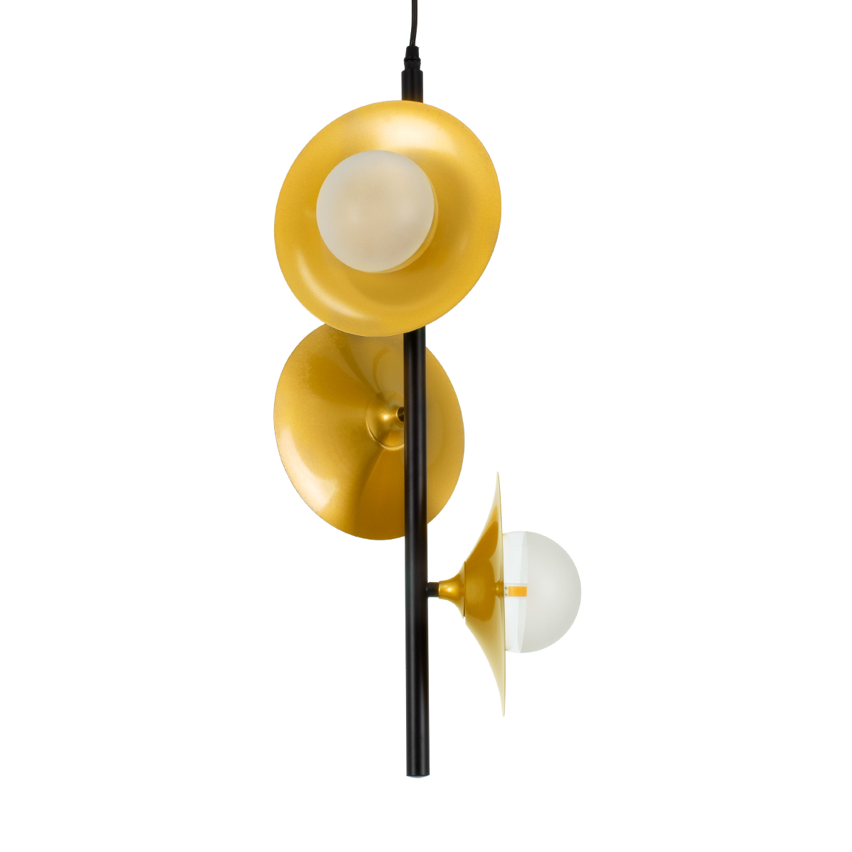 GloboStar®-JOLIET-00781-Μοντέρνο-Κρεμαστό-Φωτιστικό-Οροφής-Τρίφωτο-3-x-G9-AC-230V-Μαύρο-Χρυσό-Μεταλλικό-Πλέγμα-Φ28-x-Υ63cm-1