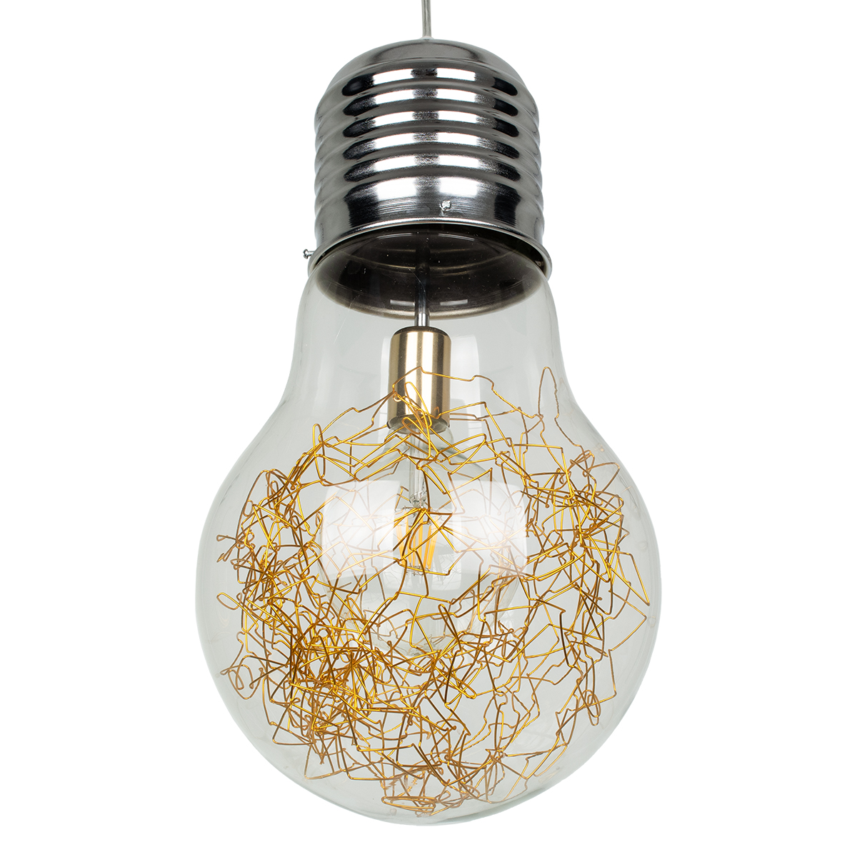 GloboStar®-LAMP-00808-Μοντέρνο-Κρεμαστό-Φωτιστικό-Οροφής-Μονόφωτο-1-x-E27-Ασημί-Νίκελ-Βάση-και-Χρυσό-Ντουί-Μεταλλικό-Διάφανο-Γυαλί-Φ30-x-Υ52cm-4