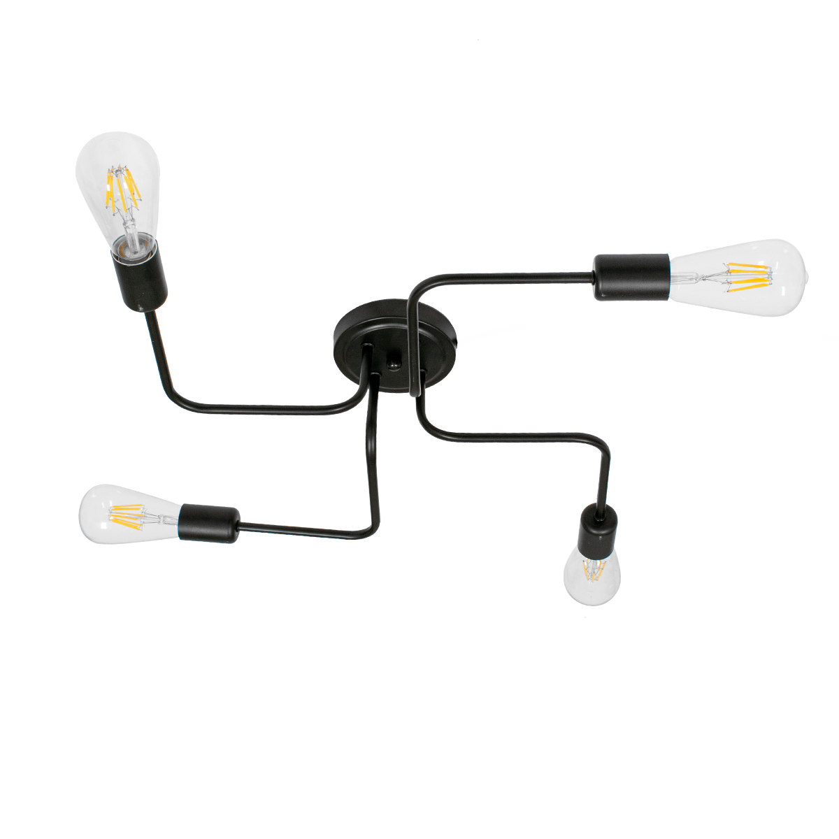 GloboStar®-LIBERTA-00838-Μοντέρνο-Φωτιστικό-Οροφής-Πολύφωτο-Μαύρο-Μεταλλικό-Μ44.5-x-Π44.5-x-Υ12cm-3