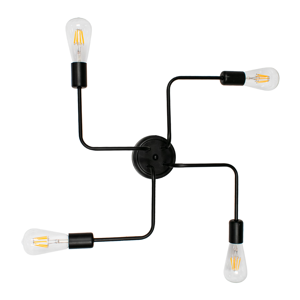 GloboStar®-LIBERTA-00838-Μοντέρνο-Φωτιστικό-Οροφής-Πολύφωτο-Μαύρο-Μεταλλικό-Μ44.5-x-Π44.5-x-Υ12cm-4