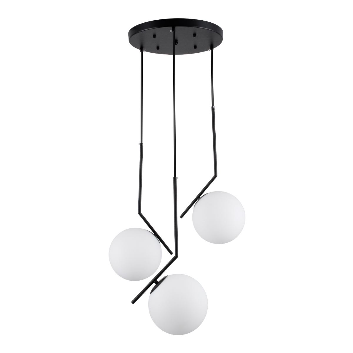 GloboStar®-MONROE-00952-Μοντέρνο-Κρεμαστό-Φωτιστικό-Οροφής-Τρίφωτο-3-x-E27-Μαύρο-Λευκό-Μεταλλικό-Μπάλα-Φ60-x-Υ50cm-1