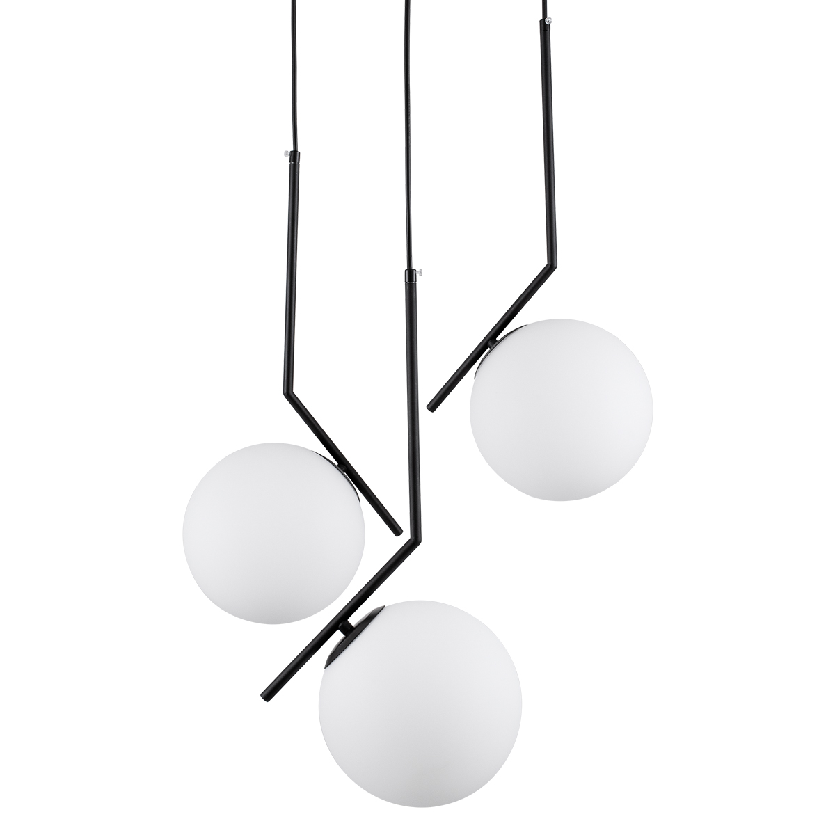 GloboStar®-MONROE-00952-Μοντέρνο-Κρεμαστό-Φωτιστικό-Οροφής-Τρίφωτο-3-x-E27-Μαύρο-Λευκό-Μεταλλικό-Μπάλα-Φ60-x-Υ50cm-3