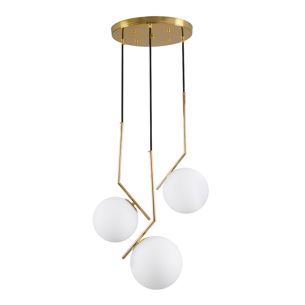 GloboStar®-MONROE-00953-Μοντέρνο-Κρεμαστό-Φωτιστικό-Οροφής-Τρίφωτο-3-x-E27-Χρυσό-Λευκό-Μεταλλικό-Μπάλα-Φ60-x-Υ50cm-1