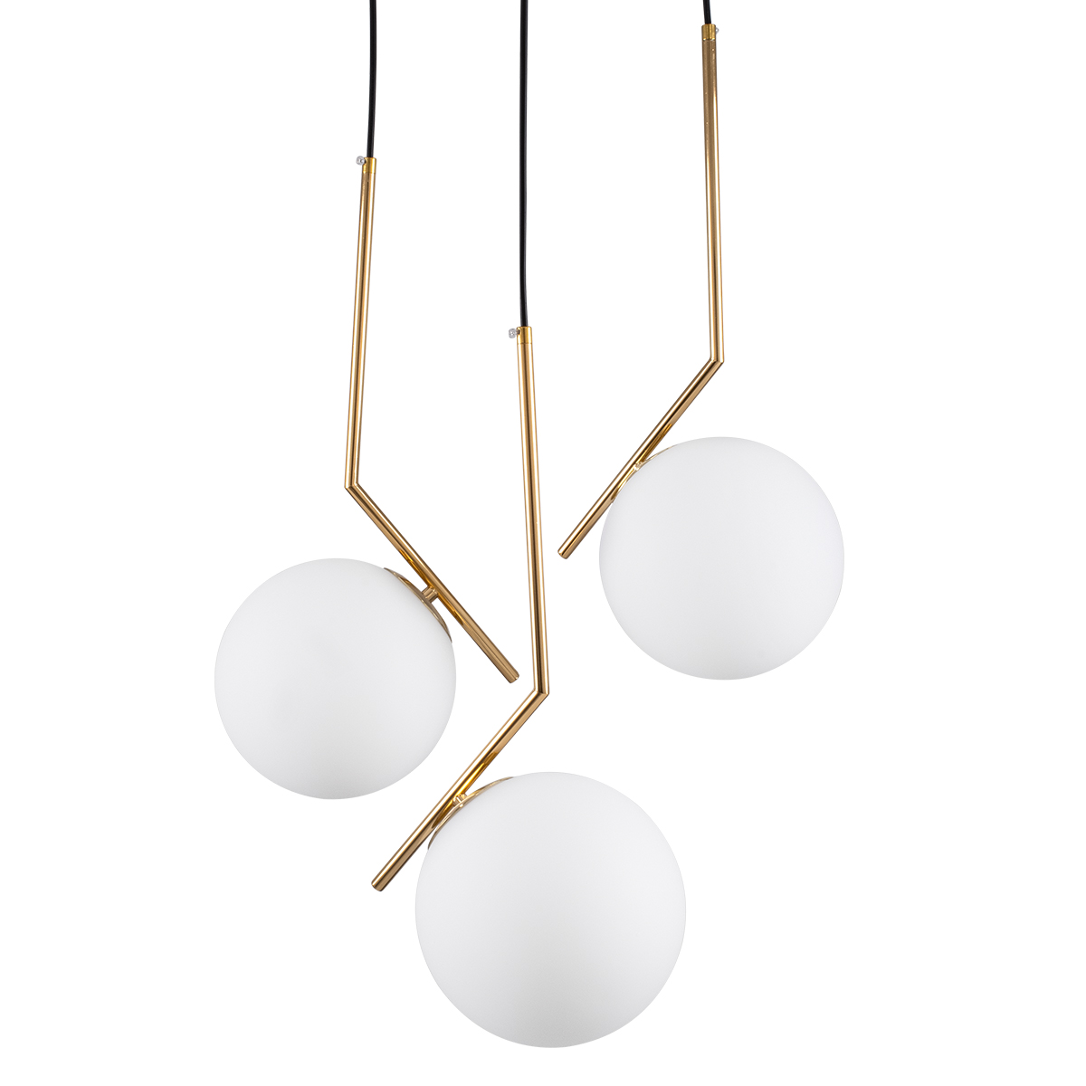 GloboStar®-MONROE-00953-Μοντέρνο-Κρεμαστό-Φωτιστικό-Οροφής-Τρίφωτο-3-x-E27-Χρυσό-Λευκό-Μεταλλικό-Μπάλα-Φ60-x-Υ50cm-3