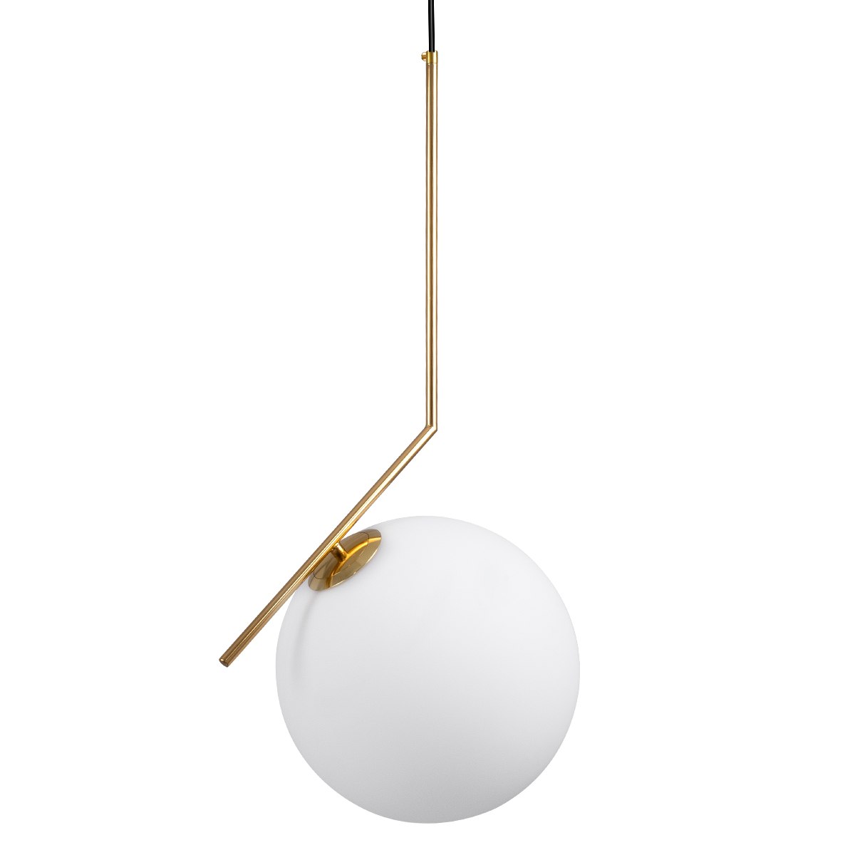 GloboStar®-MONROE-00956-Μοντέρνο-Κρεμαστό-Φωτιστικό-Οροφής-Μονόφωτο-1-x-E27-Χρυσό-Λευκό-Μεταλλικό-Μπάλα-Φ30-x-Υ75cm-1