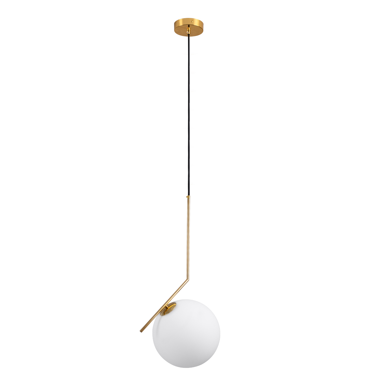 GloboStar®-MONROE-00956-Μοντέρνο-Κρεμαστό-Φωτιστικό-Οροφής-Μονόφωτο-1-x-E27-Χρυσό-Λευκό-Μεταλλικό-Μπάλα-Φ30-x-Υ75cm-3