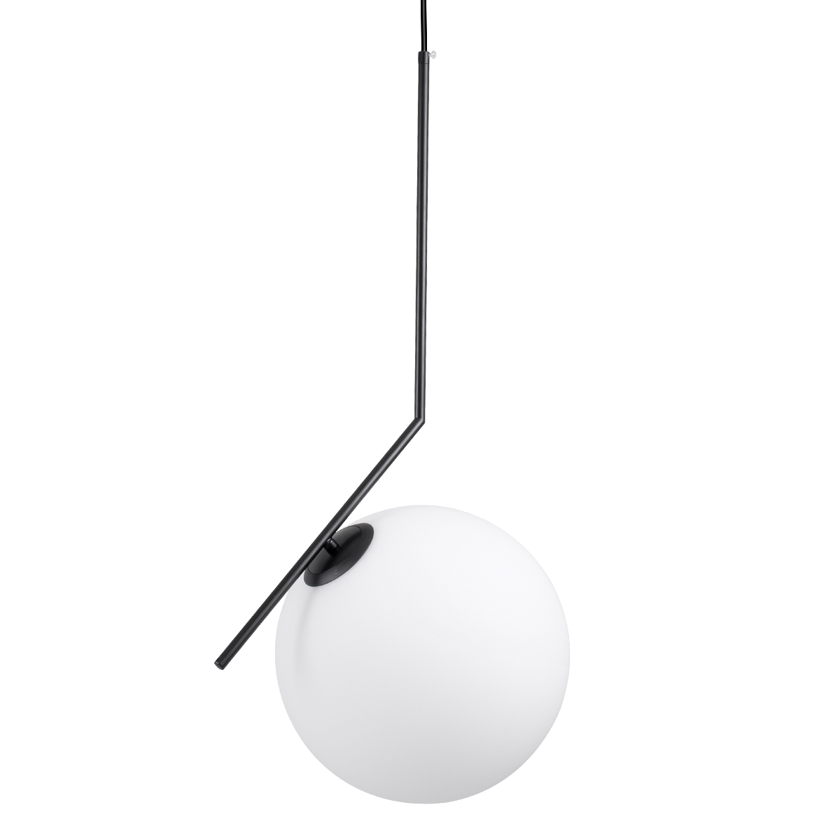 GloboStar®-MONROE-00957-Μοντέρνο-Κρεμαστό-Φωτιστικό-Οροφής-Μονόφωτο-1-x-E27-Μαύρο-Λευκό-Μεταλλικό-Μπάλα-Φ30-x-Υ75cm-1