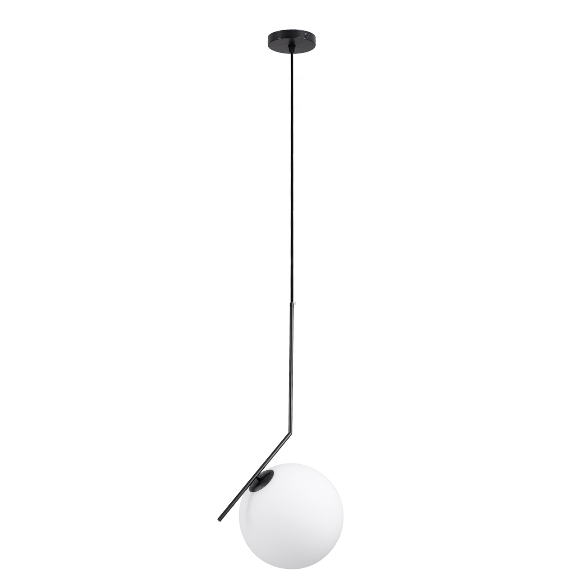 GloboStar®-MONROE-00957-Μοντέρνο-Κρεμαστό-Φωτιστικό-Οροφής-Μονόφωτο-1-x-E27-Μαύρο-Λευκό-Μεταλλικό-Μπάλα-Φ30-x-Υ75cm-3