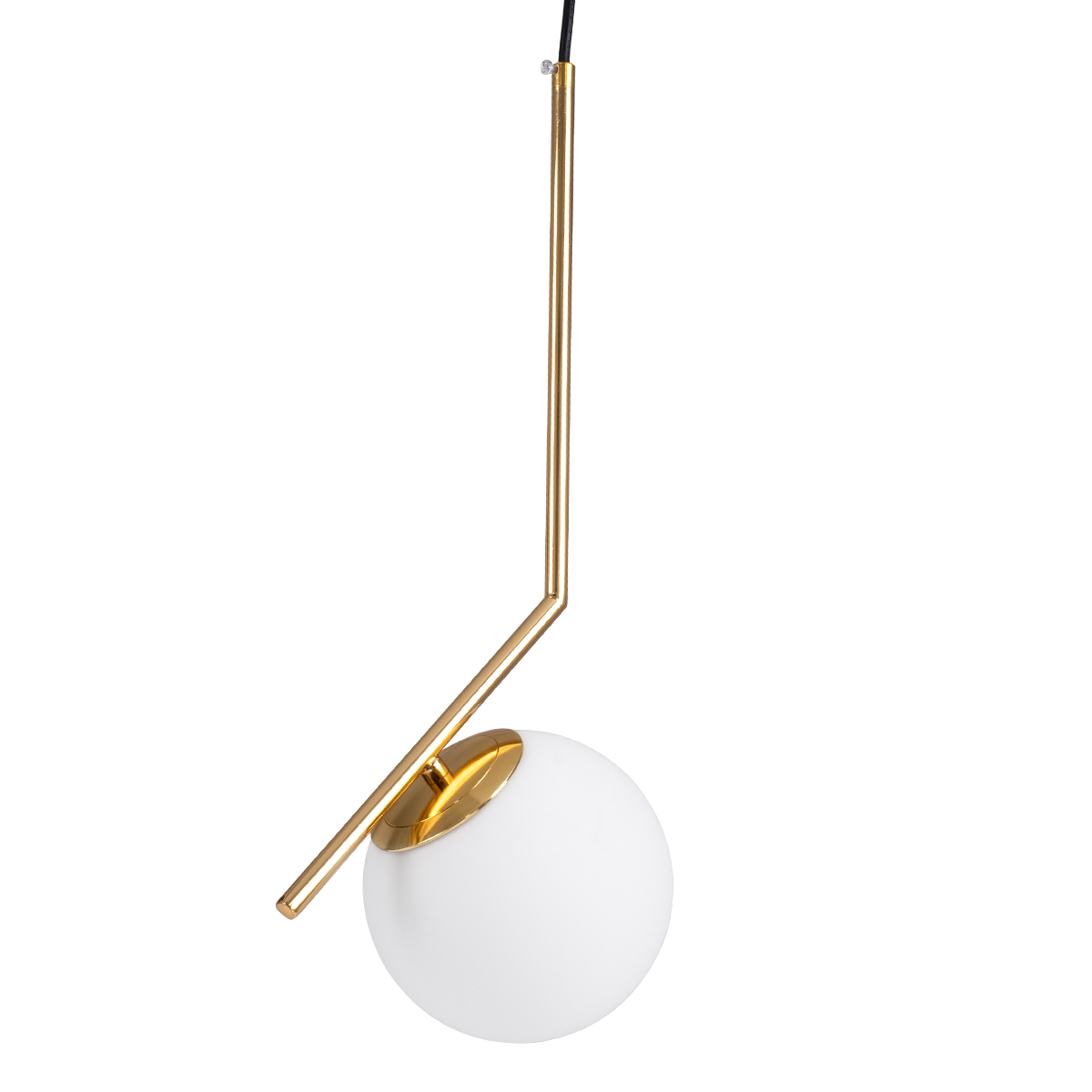 GloboStar®-MONROE-00958-Μοντέρνο-Κρεμαστό-Φωτιστικό-Οροφής-Μονόφωτο-1-x-E27-Χρυσό-Λευκό-Μεταλλικό-Μπάλα-Φ15-x-Υ49cm-1