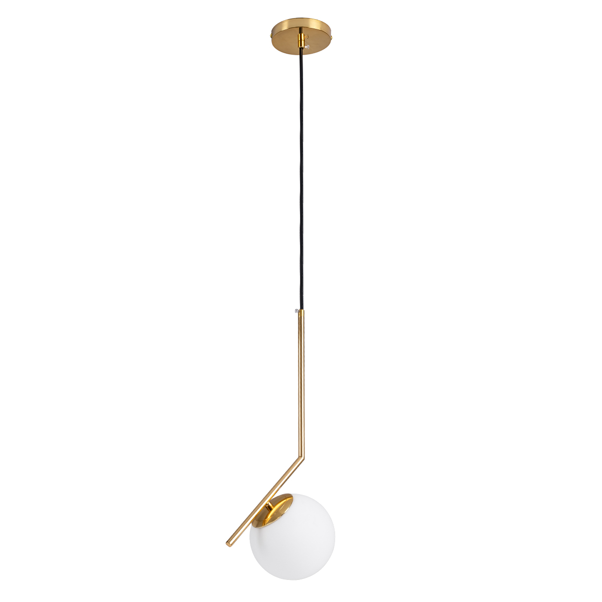 GloboStar®-MONROE-00958-Μοντέρνο-Κρεμαστό-Φωτιστικό-Οροφής-Μονόφωτο-1-x-E27-Χρυσό-Λευκό-Μεταλλικό-Μπάλα-Φ15-x-Υ49cm-3