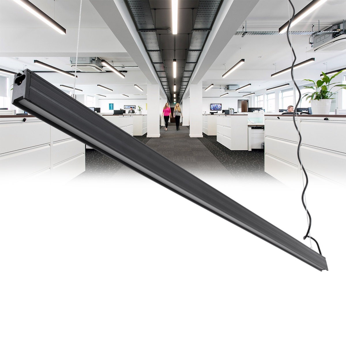 GloboStar®-OFFICE-61023-P-Γραμμικό-Κρεμαστό-Φωτιστικό-Linear-LED-18W-2230lm-120°-AC-220-240V-Μ120-x-Π2-x-Υ4cm-Ψυχρό-Λευκό-6000K-Μαύρο-3-Years-Warranty-1