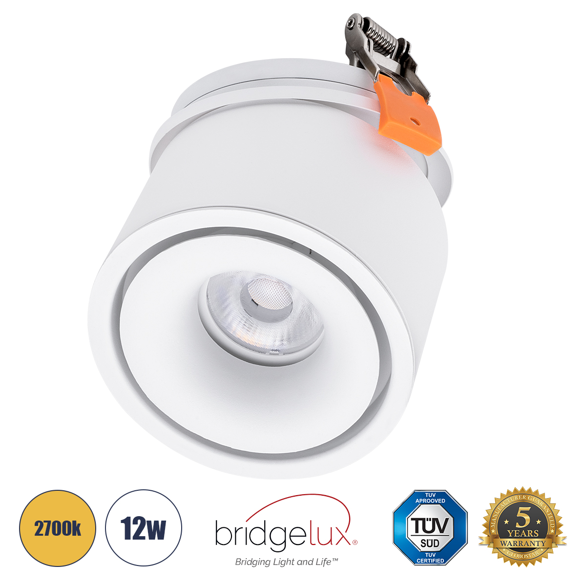 GloboStar®-OMEGA-R-60295-Χωνευτό-LED-Spot-Downlight-TrimLess-Φ10cm-12W-1500lm-36°-AC-220-240V-IP20-Φ10-x-Υ8.2cm-Στρόγγυλο-Λευκό-Θερμό-Λευκό-2700K-Bridgelux-COB-5-Years-Warranty-1