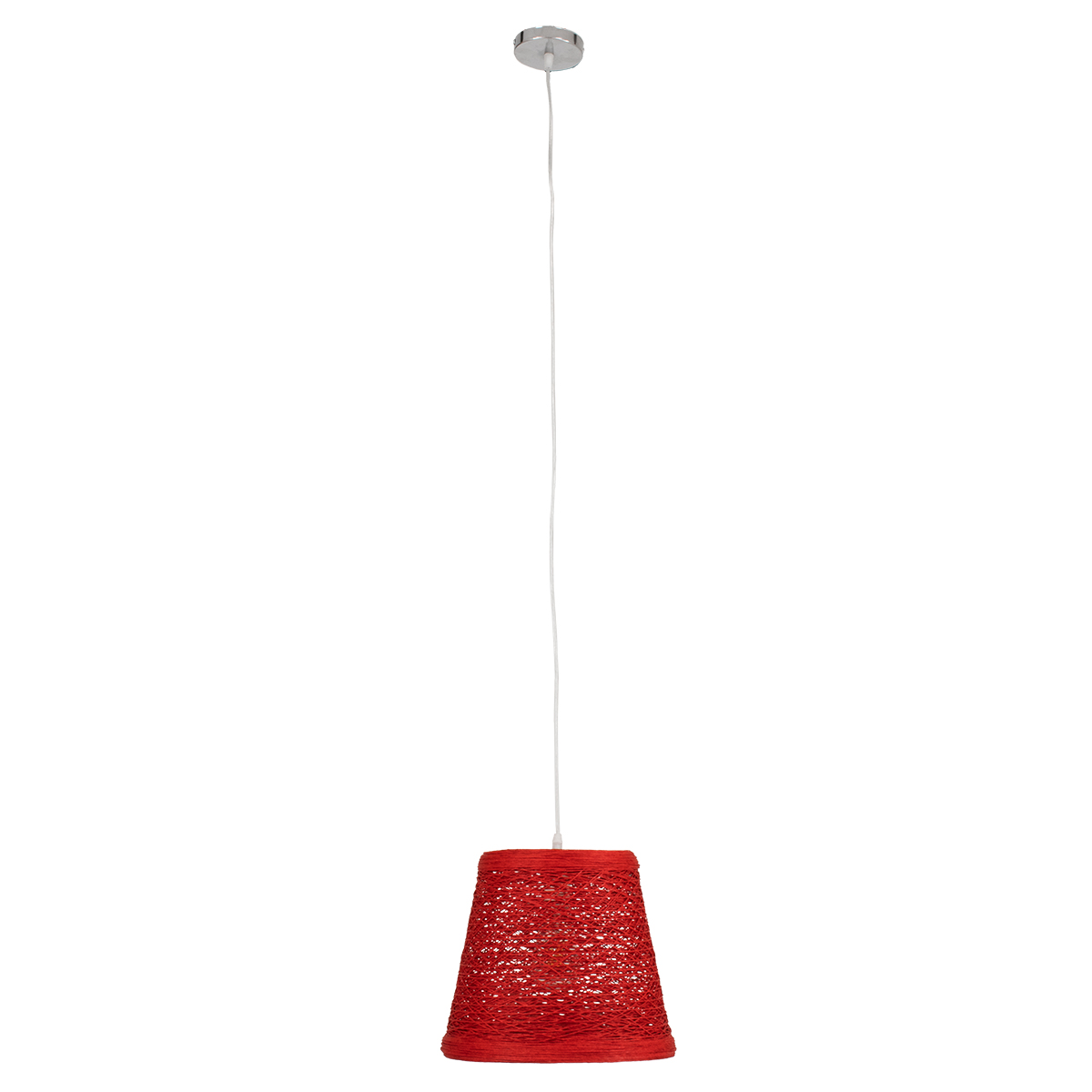 GloboStar®-PLAYROOM-00863-Vintage-Κρεμαστό-Φωτιστικό-Οροφής-Μονόφωτο-1-x-E27-Κόκκινο-Ξύλινο-Ψάθινο-Rattan-Φ32-x-Υ27cm-3