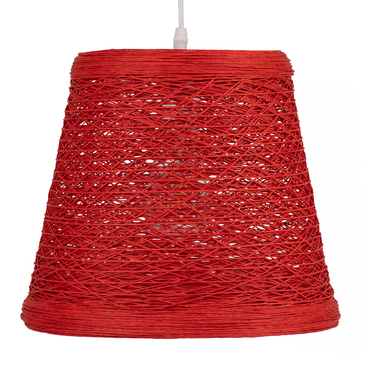 GloboStar®-PLAYROOM-00863-Vintage-Κρεμαστό-Φωτιστικό-Οροφής-Μονόφωτο-1-x-E27-Κόκκινο-Ξύλινο-Ψάθινο-Rattan-Φ32-x-Υ27cm-4