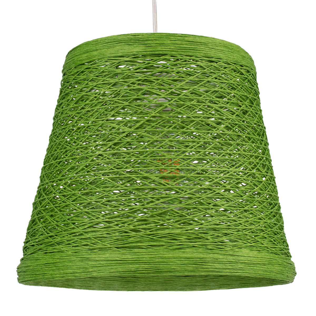 GloboStar®-PLAYROOM-00864-Vintage-Κρεμαστό-Φωτιστικό-Οροφής-Μονόφωτο-1-x-E27-Πράσινο-Ξύλινο-Ψάθινο-Rattan-Φ32-x-Υ27cm-1