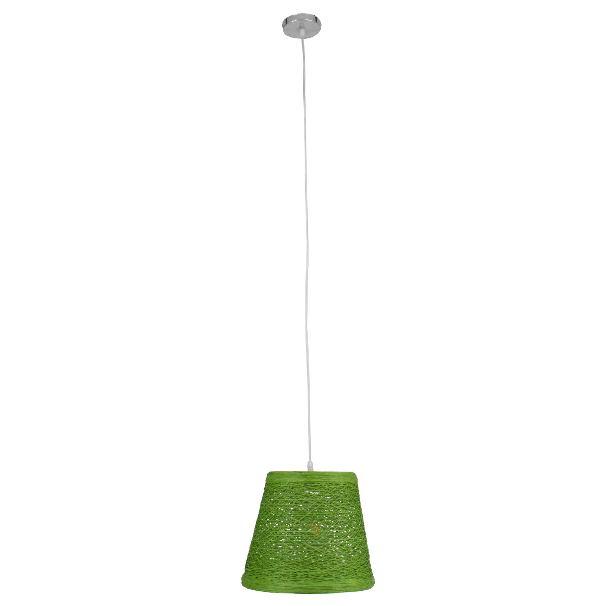 GloboStar®-PLAYROOM-00864-Vintage-Κρεμαστό-Φωτιστικό-Οροφής-Μονόφωτο-1-x-E27-Πράσινο-Ξύλινο-Ψάθινο-Rattan-Φ32-x-Υ27cm-3