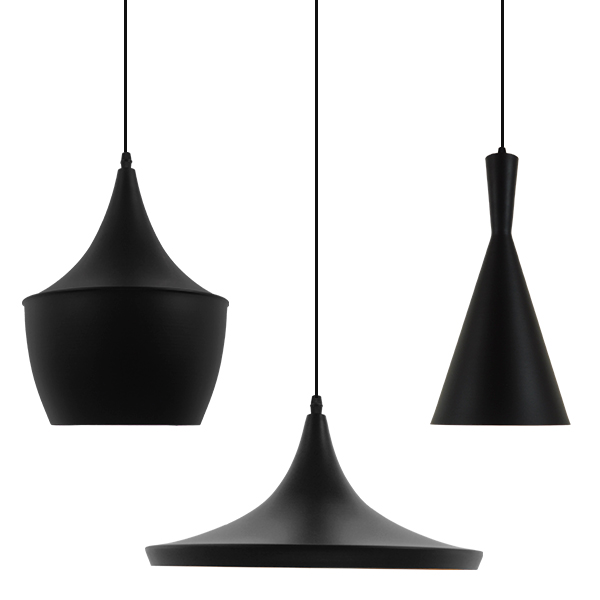GloboStar®-SHANGHAI-BLACK-01025-SET-3-Μοντέρνα-Κρεμαστά-Φωτιστικά-Οροφής-Τρίφωτο-3-x-E27-Μαύρα-Μεταλλικά-Καμπάνα-2