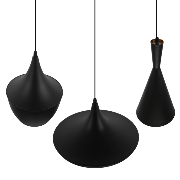 GloboStar®-SHANGHAI-BLACK-01025-SET-3-Μοντέρνα-Κρεμαστά-Φωτιστικά-Οροφής-Τρίφωτο-3-x-E27-Μαύρα-Μεταλλικά-Καμπάνα-3