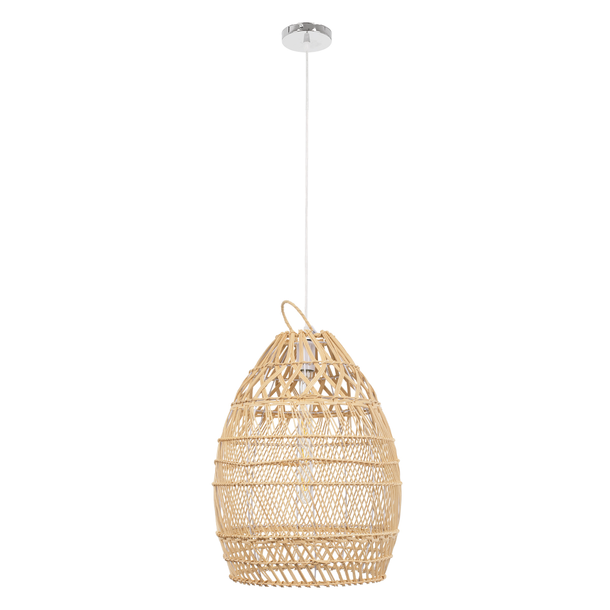 GloboStar®-TAHITI-00710-Vintage-Κρεμαστό-Φωτιστικό-Οροφής-Μονόφωτο-1-x-E27-Μπεζ-Ξύλινο-Bamboo-Φ38-x-Y50cm-3