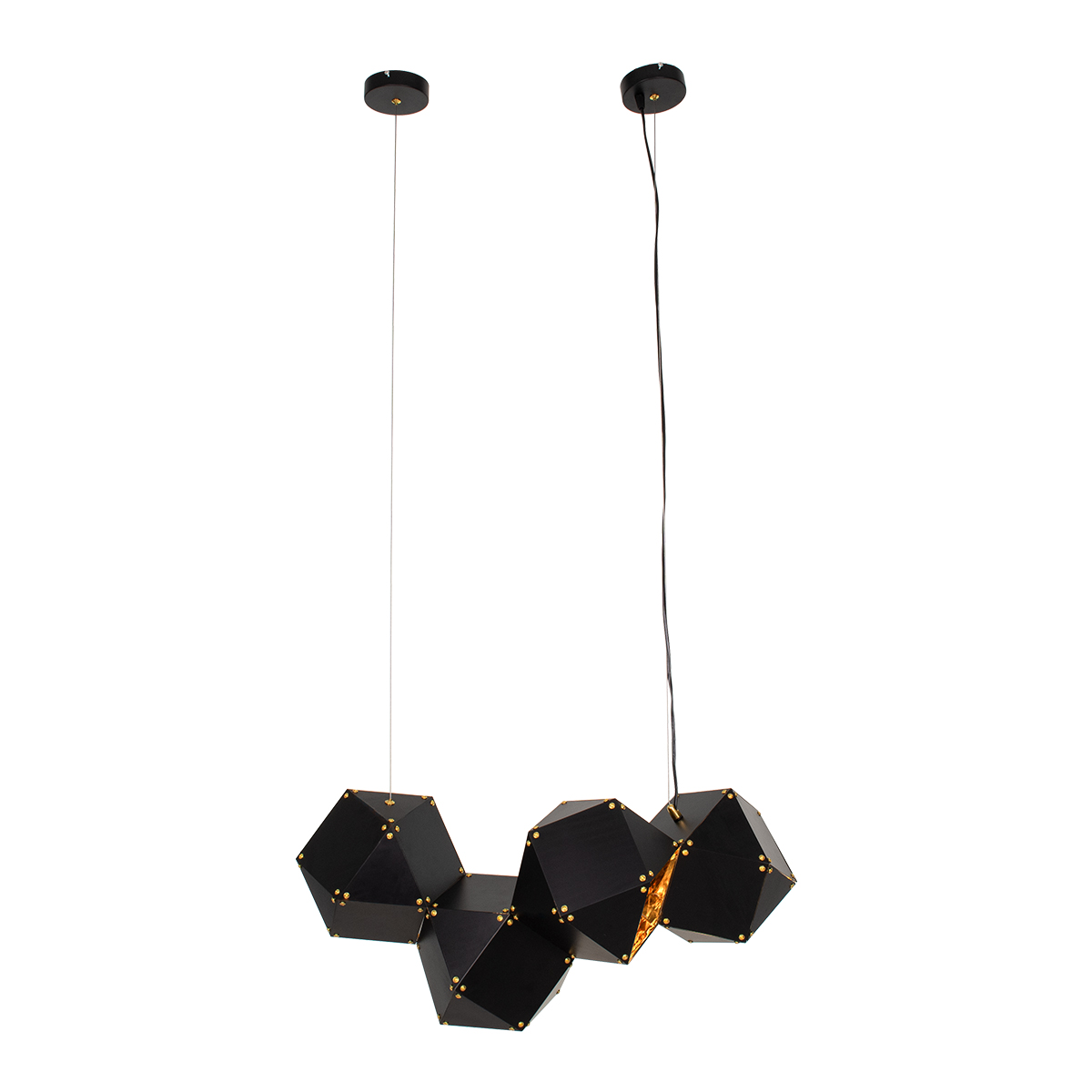 GloboStar®-WELLES-Replica-00796-Μοντέρνο-Κρεμαστό-Φωτιστικό-Οροφής-Πολύφωτο-4-x-E14-Μεταλλικό-Μαύρο-Χρυσό-Μ68-x-Π32-x-Υ30cm-2