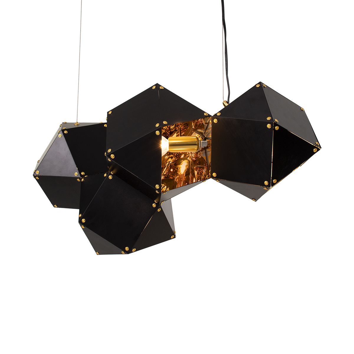 GloboStar®-WELLES-Replica-00796-Μοντέρνο-Κρεμαστό-Φωτιστικό-Οροφής-Πολύφωτο-4-x-E14-Μεταλλικό-Μαύρο-Χρυσό-Μ68-x-Π32-x-Υ30cm-3