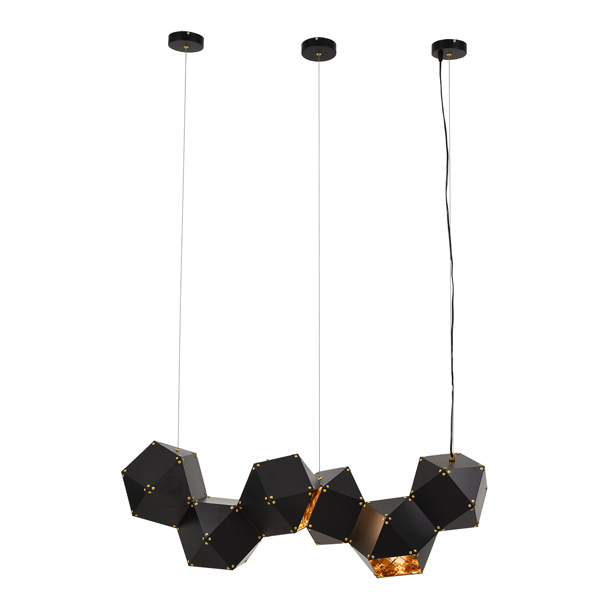GloboStar®-WELLES-Replica-00797-Μοντέρνο-Κρεμαστό-Φωτιστικό-Οροφής-Πολύφωτο-6-x-E14-Μεταλλικό-Μαύρο-Χρυσό-Μ98-x-Π32-x-Υ30cm-2